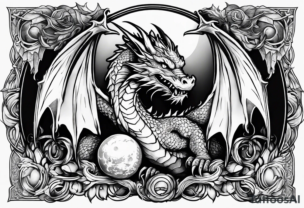 dragon holding orb tattoo idea