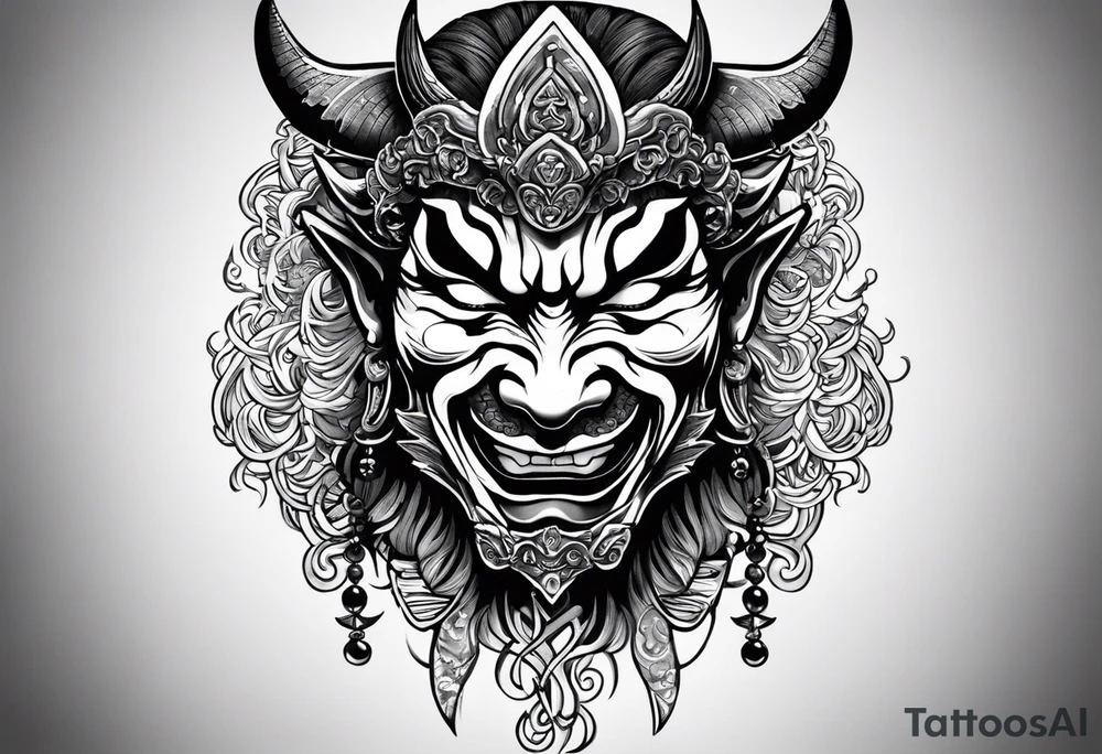 The Japanese say you have three faces. The first face, you show to the world. The second face, you show to your close friends and your family. The third face, you never show anyone. japanese demon tattoo idea tattoo idea