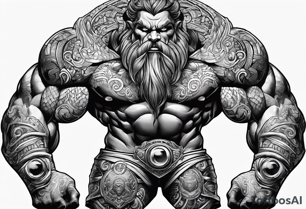 full body strong mythical giant cyclops tattoo idea