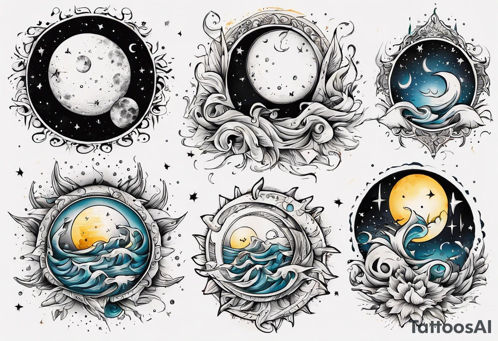 wasser sonne und mond tattoo idea