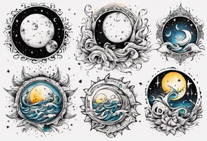 wasser sonne und mond tattoo idea