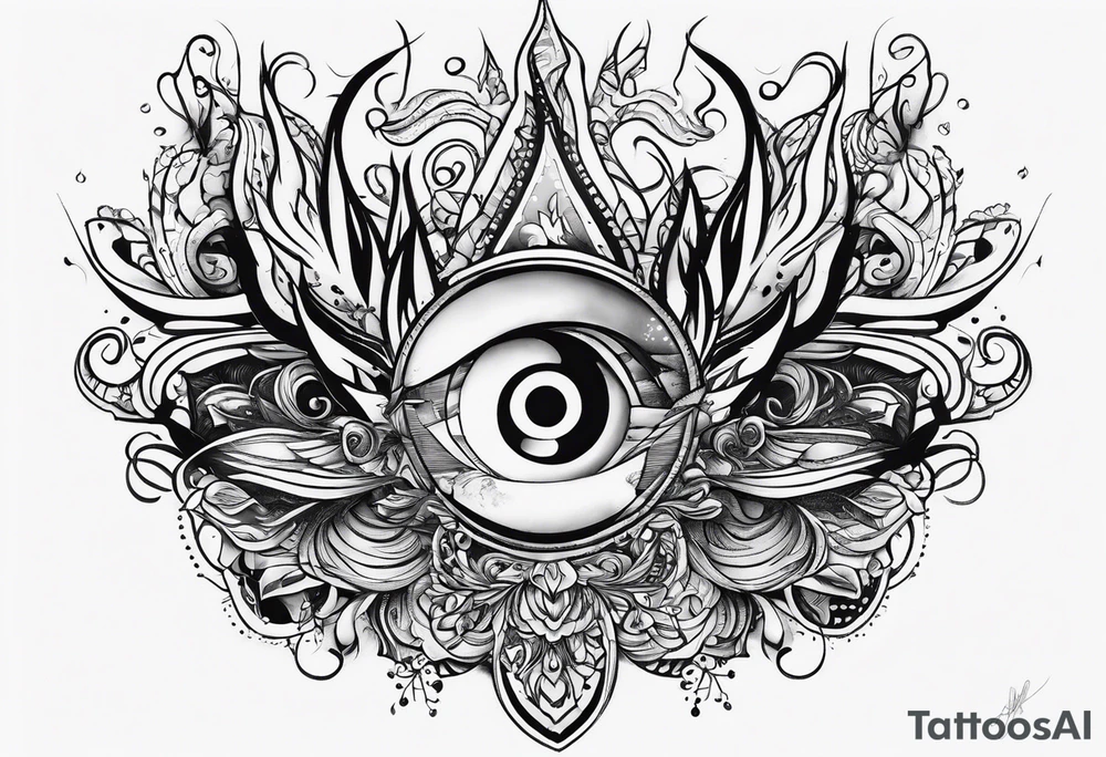 Music on fire tattoo idea