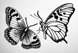 a butterfly and a moth next to each other small under the collar bone tattoo idea