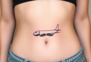 Small airplane who has moustache tattoo idea