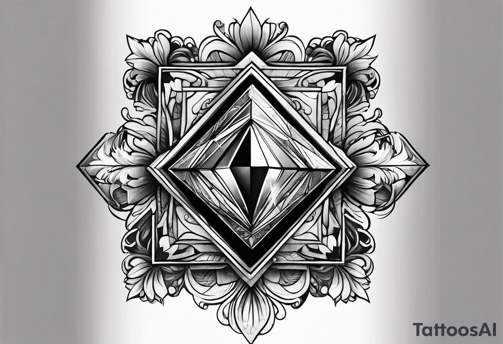 Sleeve on the forearm with a diamond in the middle tattoo idea