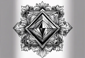 Sleeve on the forearm with a diamond in the middle tattoo idea