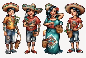 mexican
water-bearing woman and two little boys, tattoo idea
