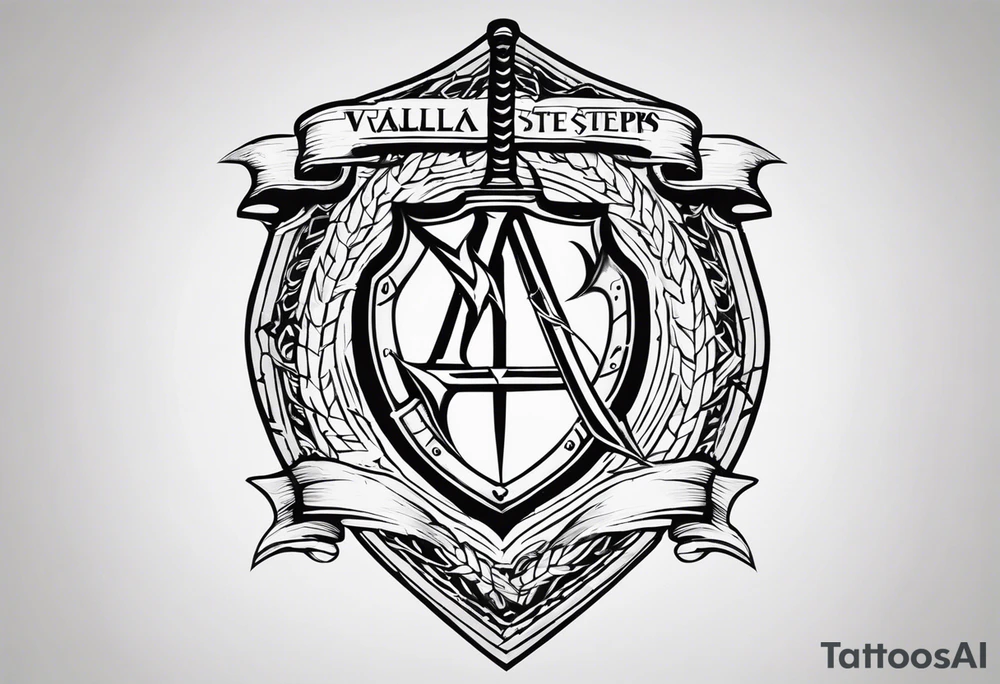 Valhalla steps shield sword axe Valknut barbed wire tattoo idea