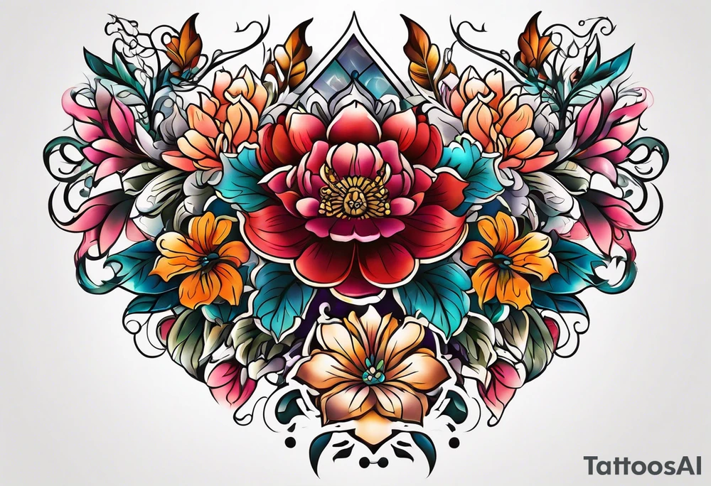 Flower chest piece tattoo idea