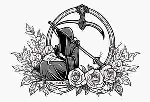 death with scythe and nightshade mortician funeral cute tattoo idea