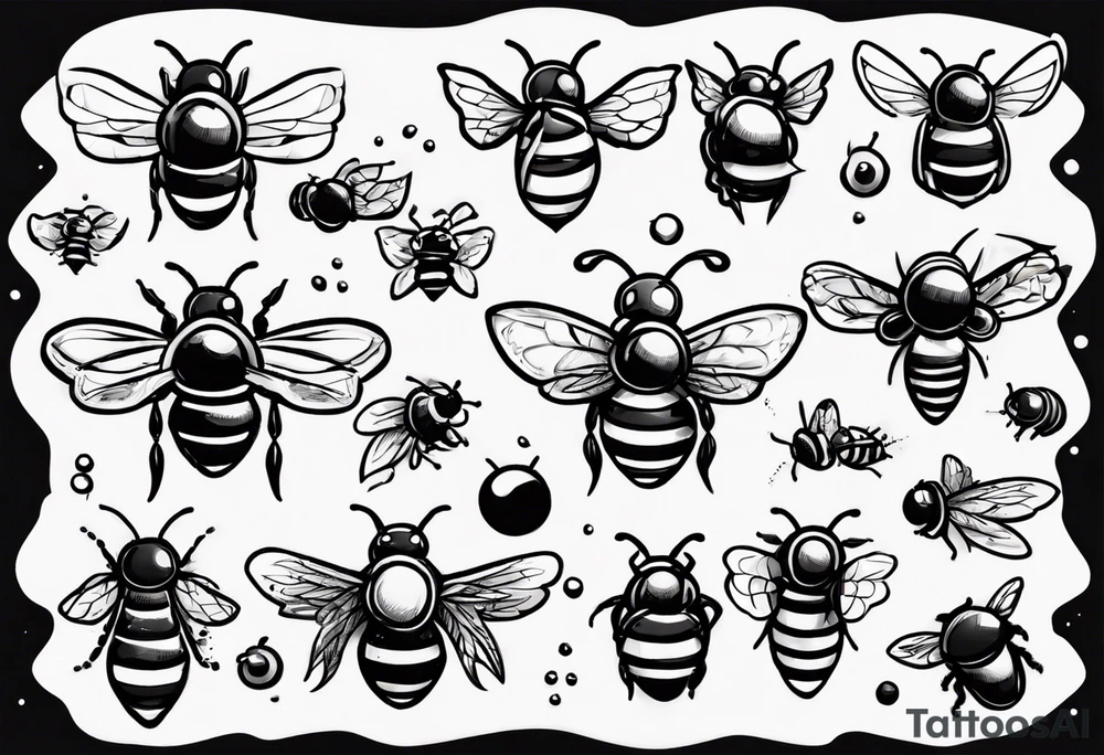 kleine Biene im Comic still von der seite gezeichnet tattoo idea
