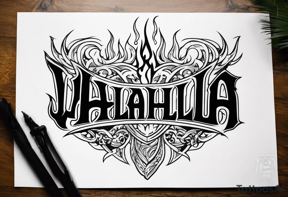 Valhalla flames tattoo idea