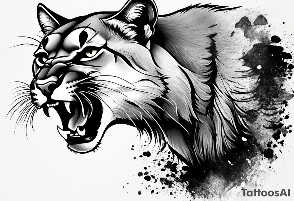 angry mountain lion tattoo idea