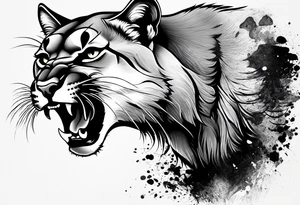 angry mountain lion tattoo idea