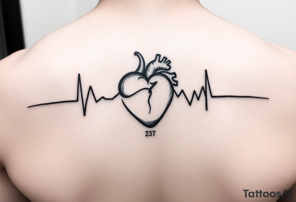 Small Heart beat with date of birth and date of death tattoo idea