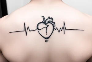 Small Heart beat with date of birth and date of death tattoo idea