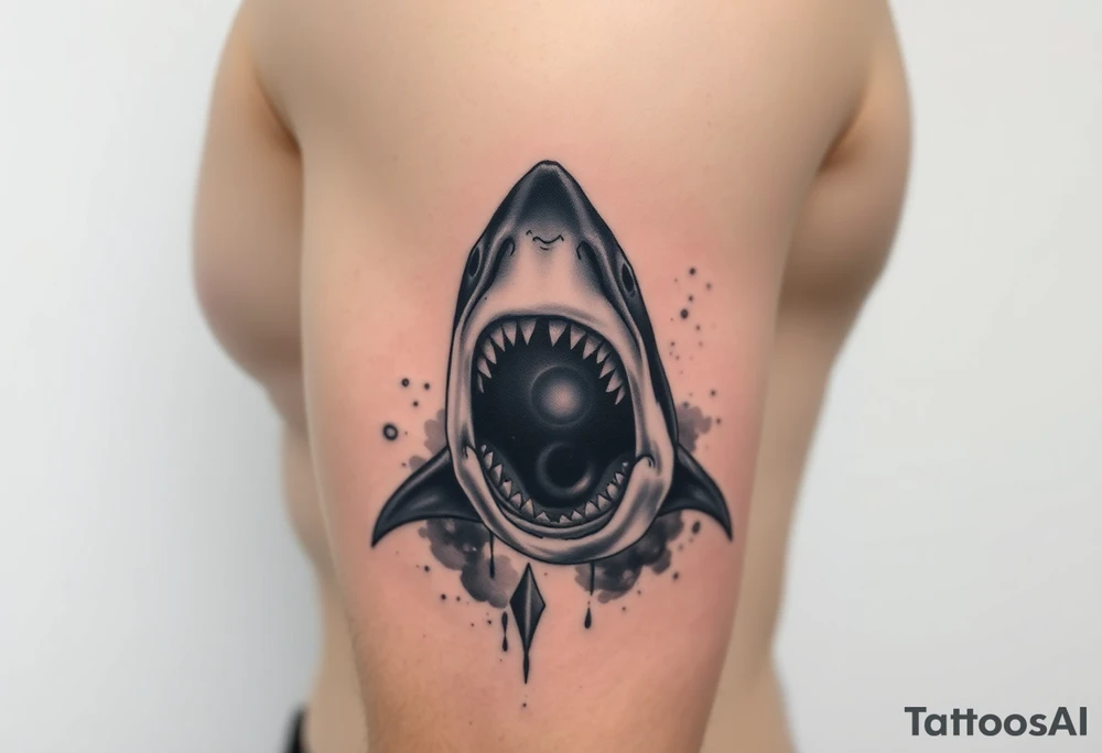 shark with open mouth frontal. tattoo idea