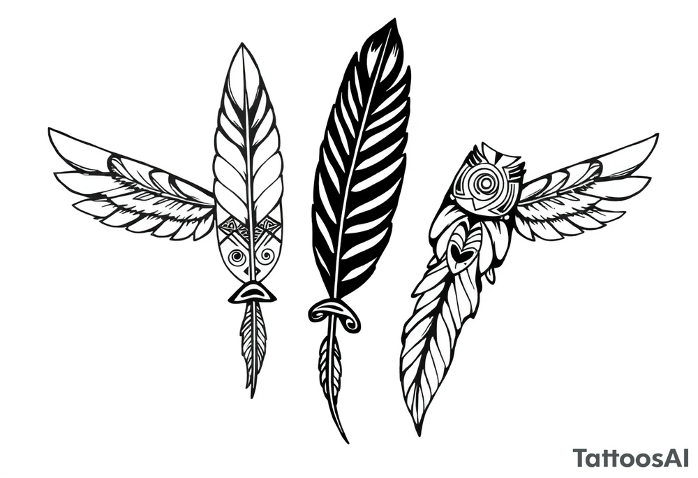 spiritual feathers ornamental indian shaman rune tattoo idea
