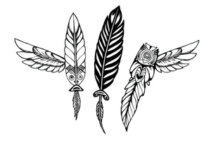 spiritual feathers ornamental indian shaman rune tattoo idea