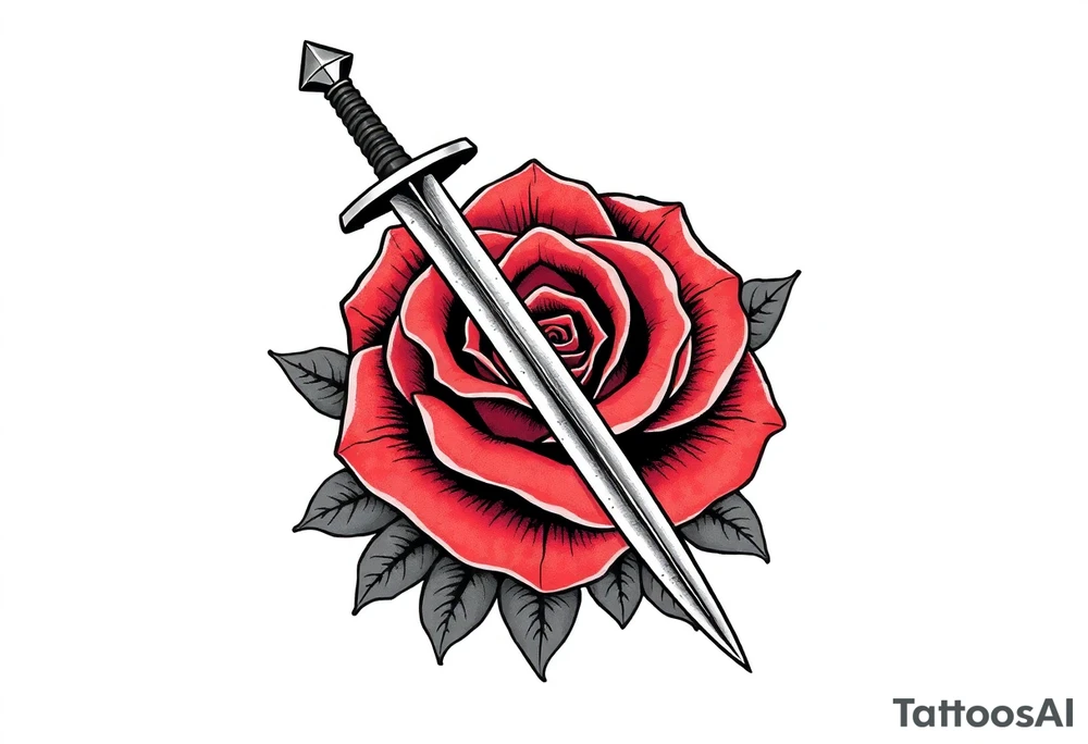 sword through a rose tattoo idea