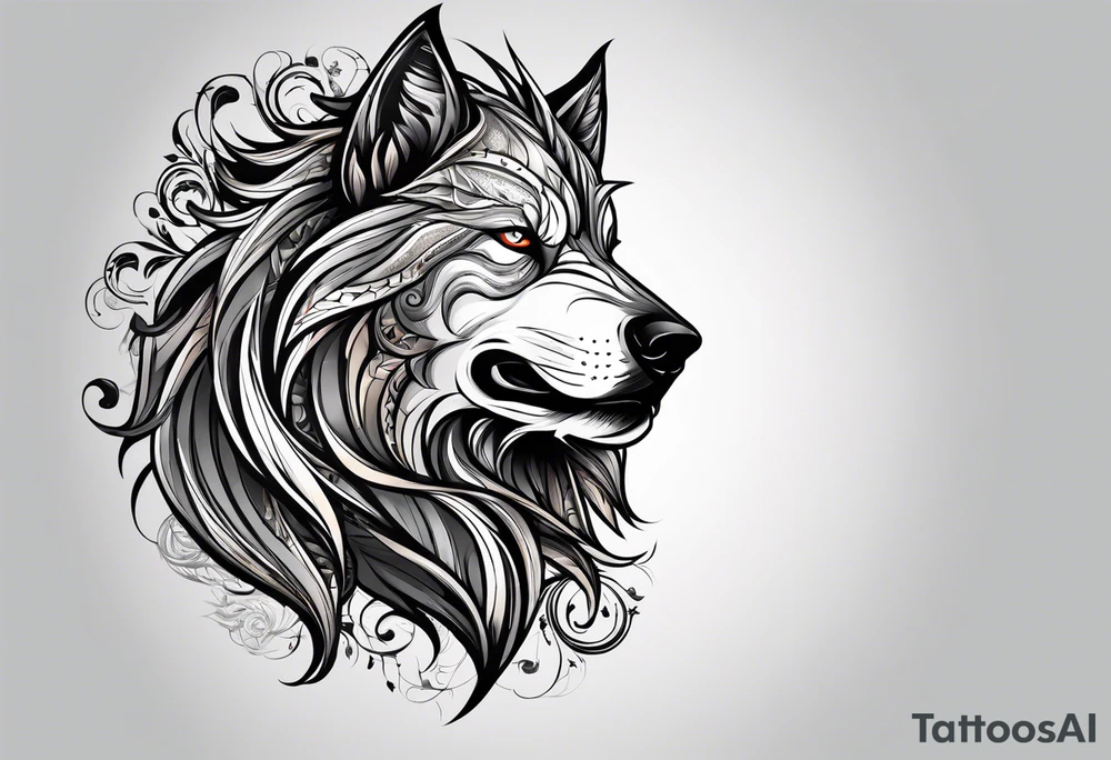 Lobo,espada, runas tattoo idea