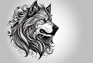 Lobo,espada, runas tattoo idea