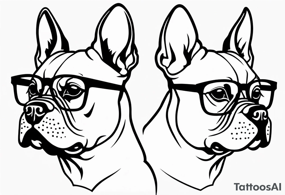 french bull dog with glasses tattoo idea