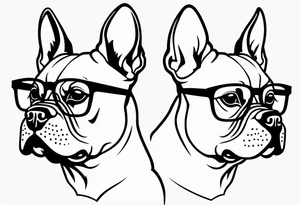 french bull dog with glasses tattoo idea