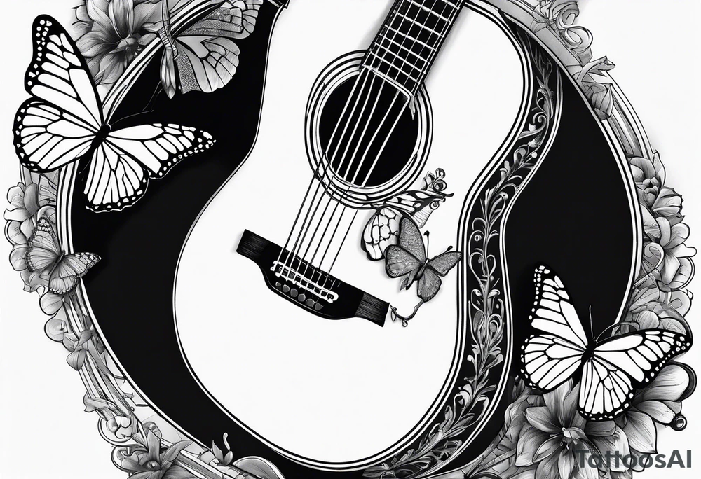 joint, guitar, book, butterfly tattoo idea