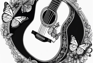 joint, guitar, book, butterfly tattoo idea