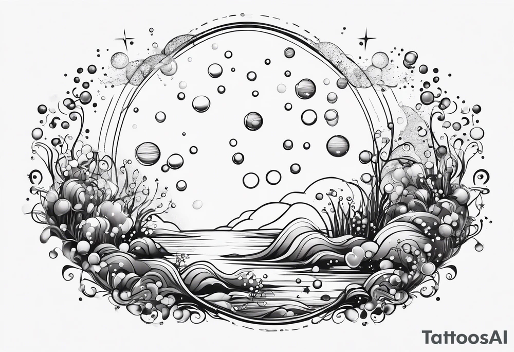 Draw me some magical really simple underwater bubbles and simple stars tattoo idea