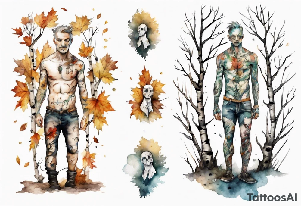 a birch tree man tattoo idea