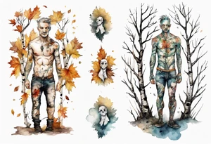 a birch tree man tattoo idea