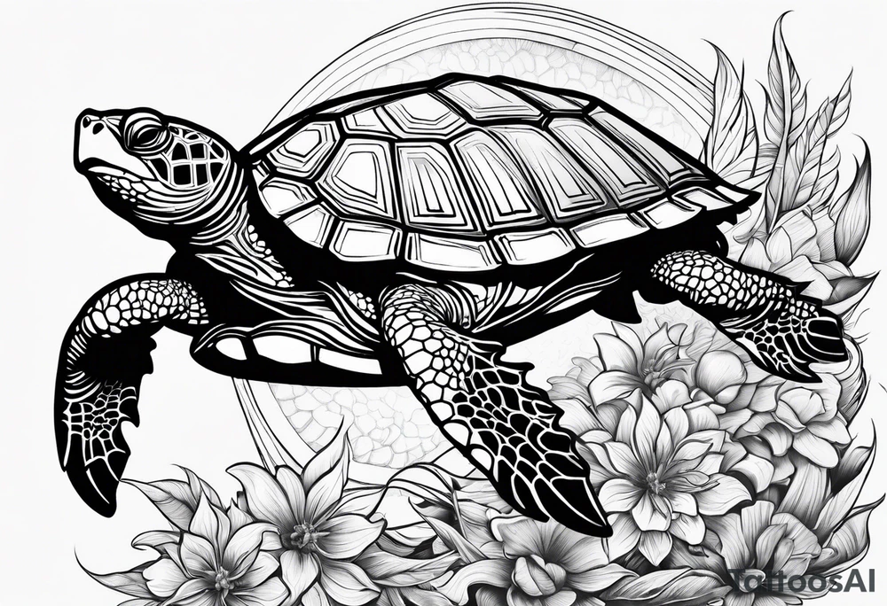 turtle sun tattoo idea