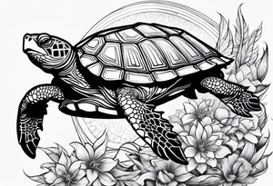 turtle sun tattoo idea