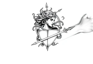 Athena
Medusa on her shield
Spear tattoo idea