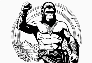 Caesar from planet of the apes with his arms up tattoo idea