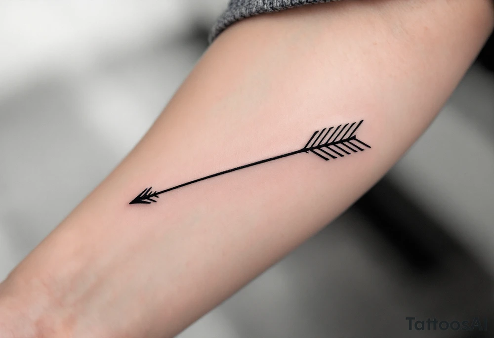 A sleek black ink arrow with a delicate gold accent running along its shaft, symbolizing elegance and direction. tattoo idea