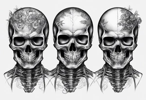 Biohazard x-ray skelton with body make it look masculine and scary and medical field tattoo idea