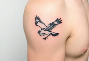 Osprey in flight with dish grasped between its talons tattoo idea