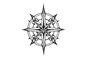 Simple Double layered compass rose tattoo idea