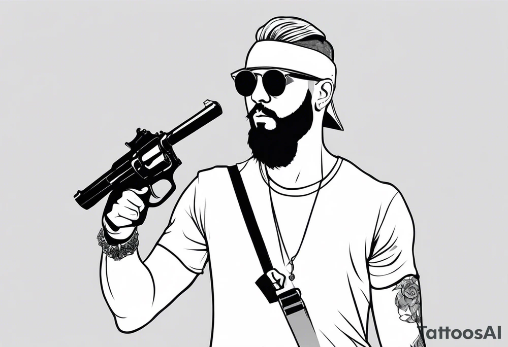 capricorn man with sunglasses and gun tattoo idea