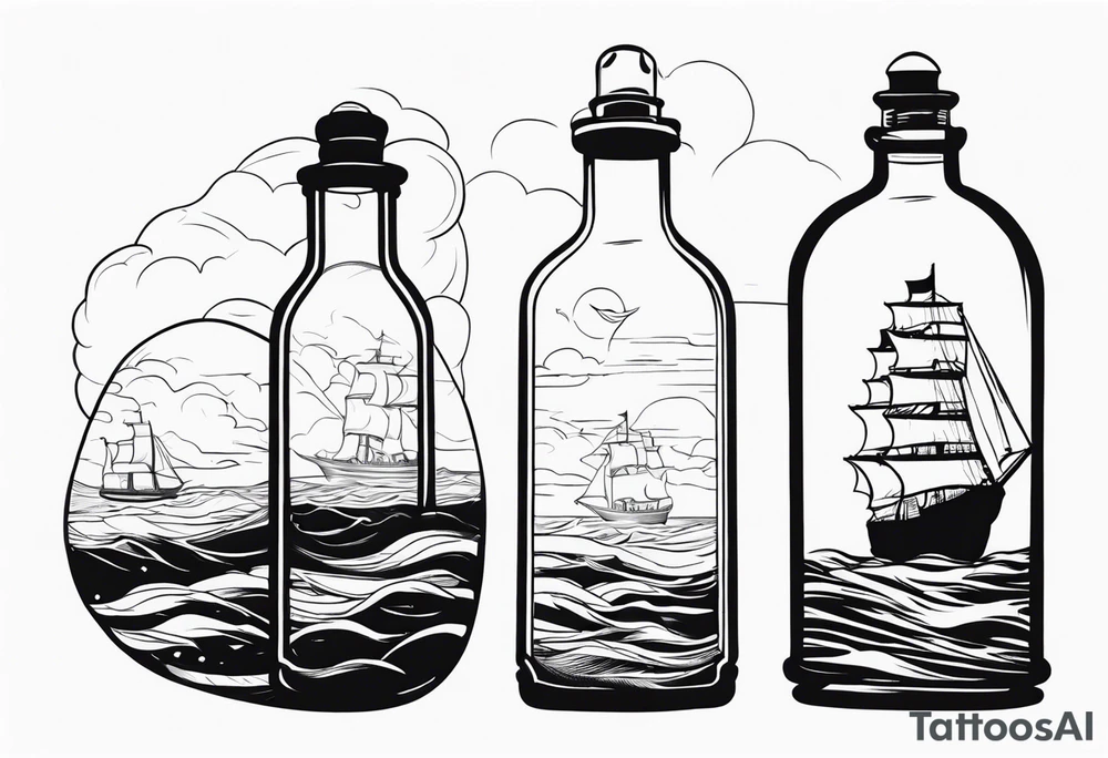 ship in bottle, wild storm tattoo idea