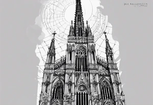 jack skellington on the spire of the Milan cathedral tattoo idea