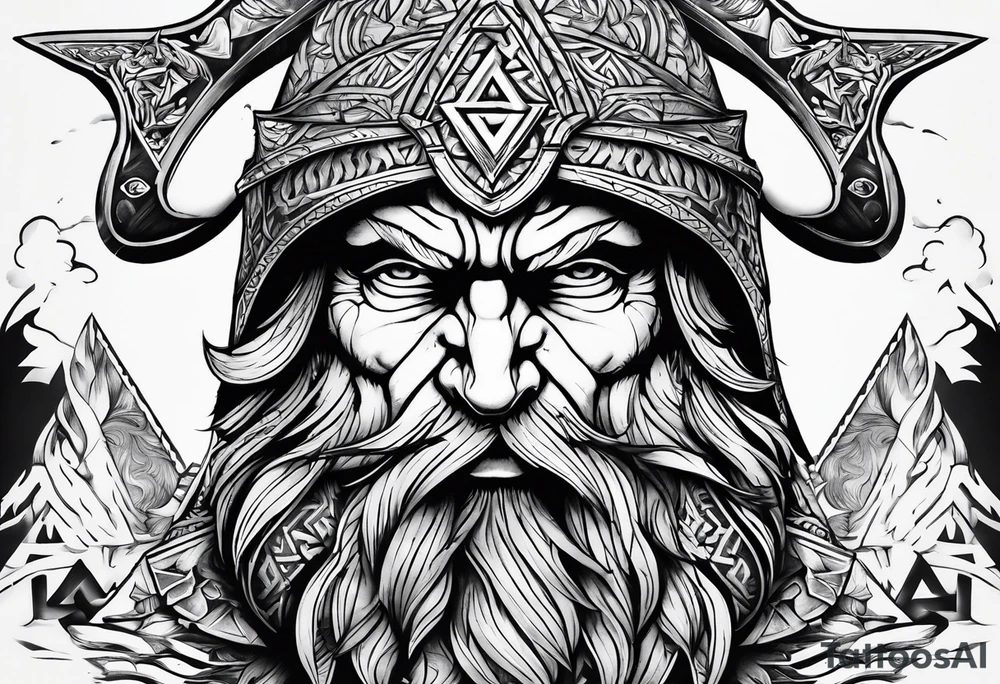 Valhalla sword shield axe Valknut tattoo idea