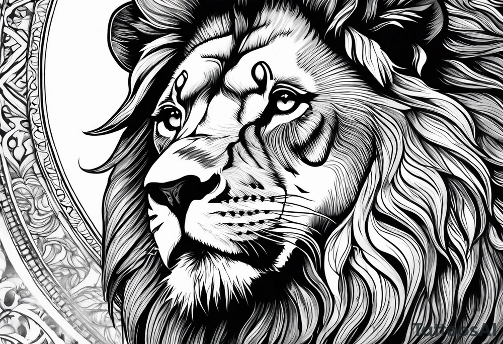 powerful majestic lion, close-up tattoo idea