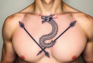 arrows with naga in japanese tattoo idea