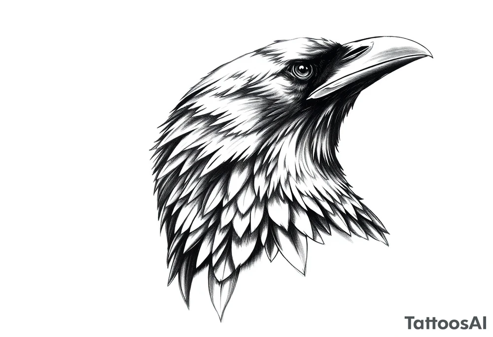 beautiful raven looking over its shoulder tattoo idea