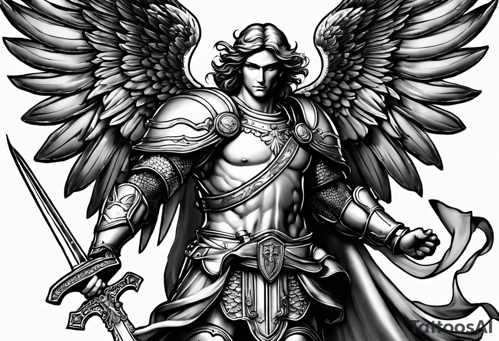 image of st michael the archangel with sword and shieldtattoo tattoo idea