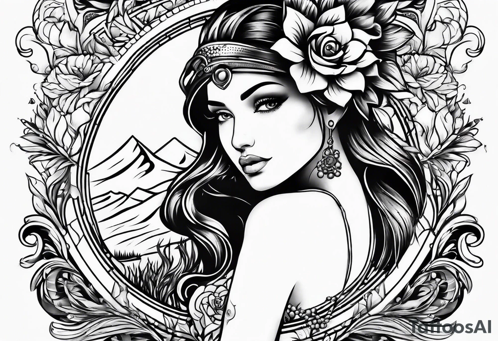 Western floral leather stamp tattoo idea